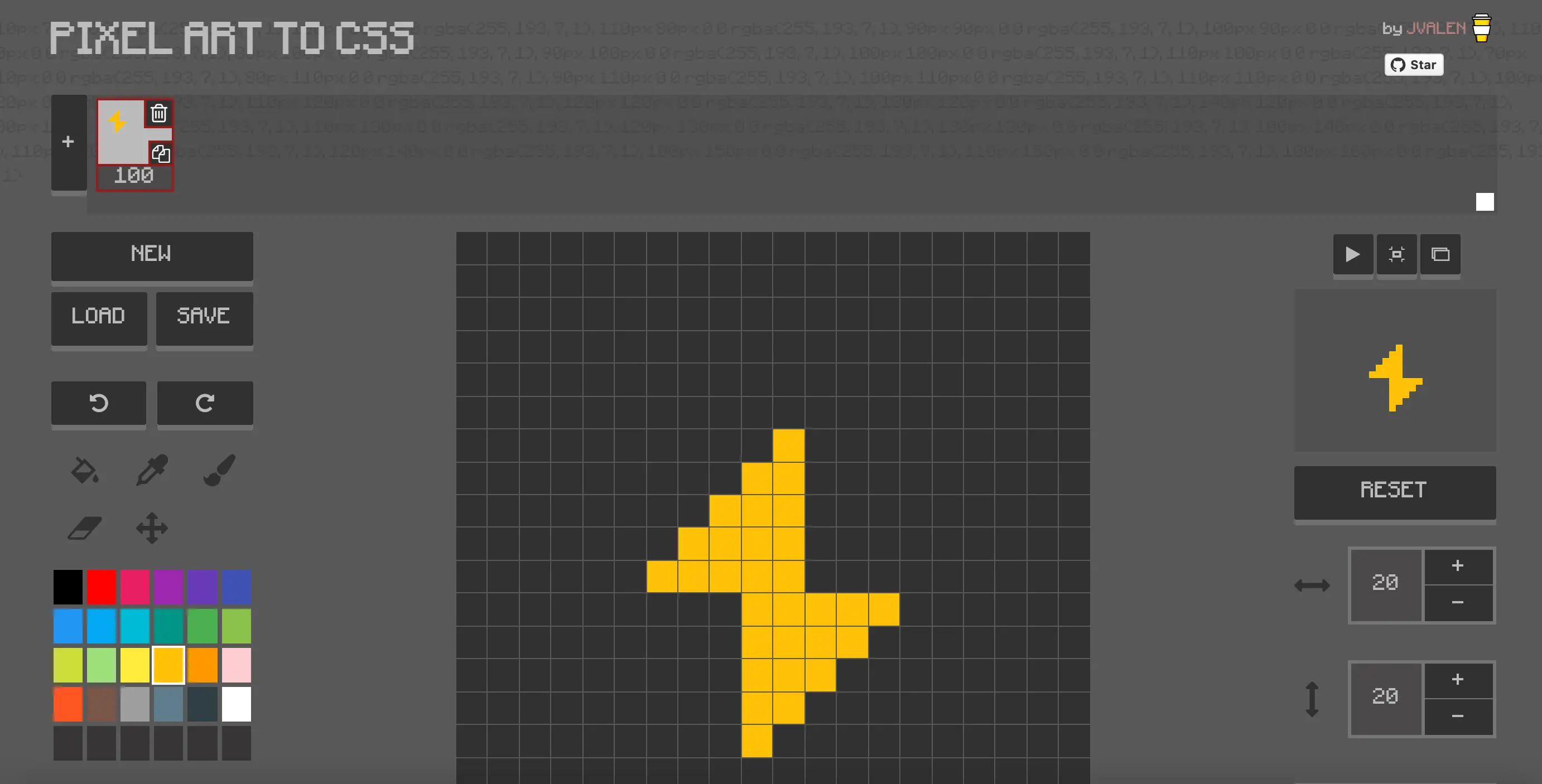 pixel art to css